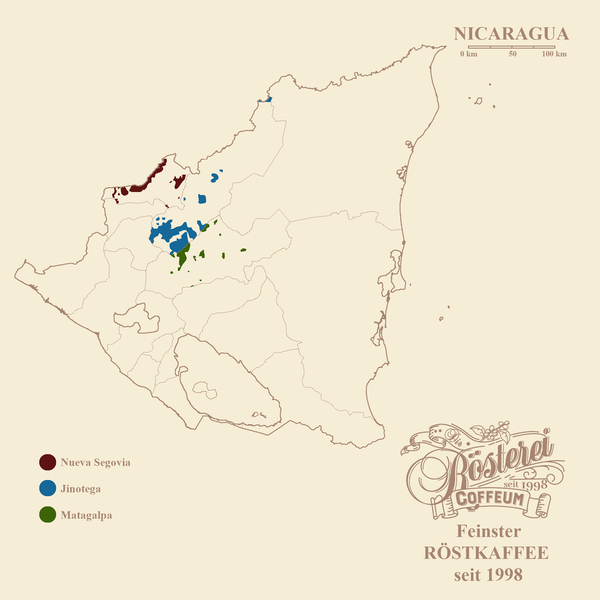 Landkarte Nicaragua Maragogype Portrait | Die Rösterei Coffeum Hamburg