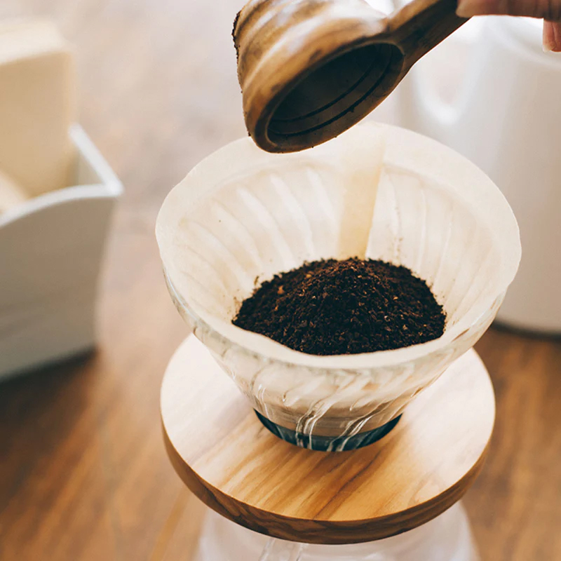 Hario Glass Coffee Dripper V60 02 Olive Wood