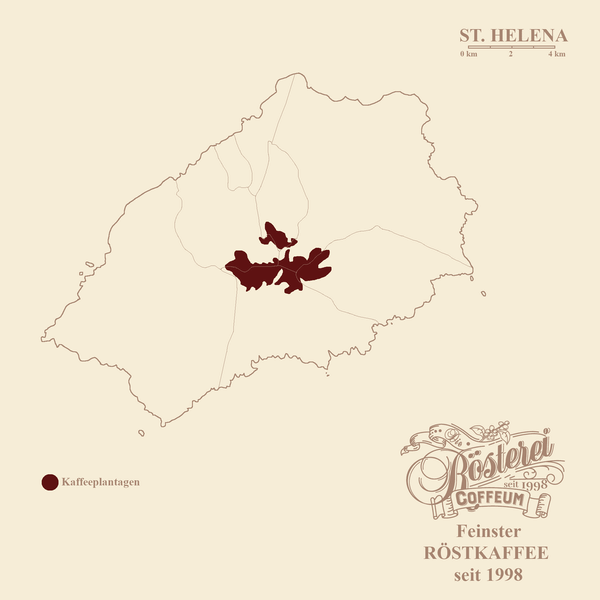 Landkarte St.Helena St.Helena Portrait | Die Rösterei Coffeum Hamburg
