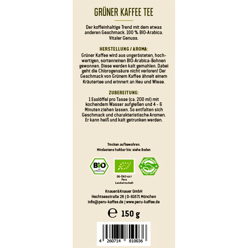 PachaMama grüner Kaffee Tee 150 g