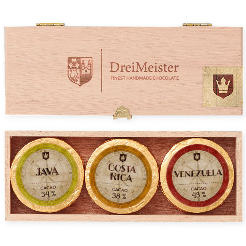 Dreimeister Golddublonen in Holzbox 6er
